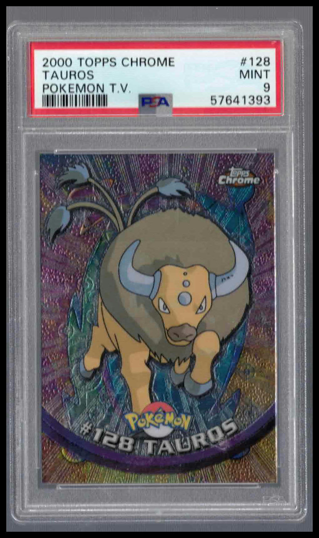 Pokémon Topps Chrome 2000 #128 Tauros PSA 9 Mint