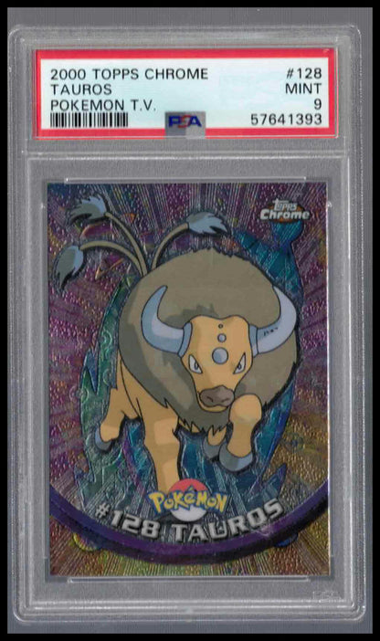 Pokémon Topps Chrome 2000 #128 Tauros PSA 9 Mint