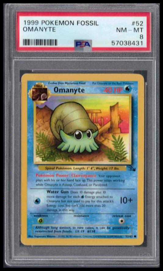 PSA 8 - 1999 POKEMON FOSSIL #52 OMANYTE