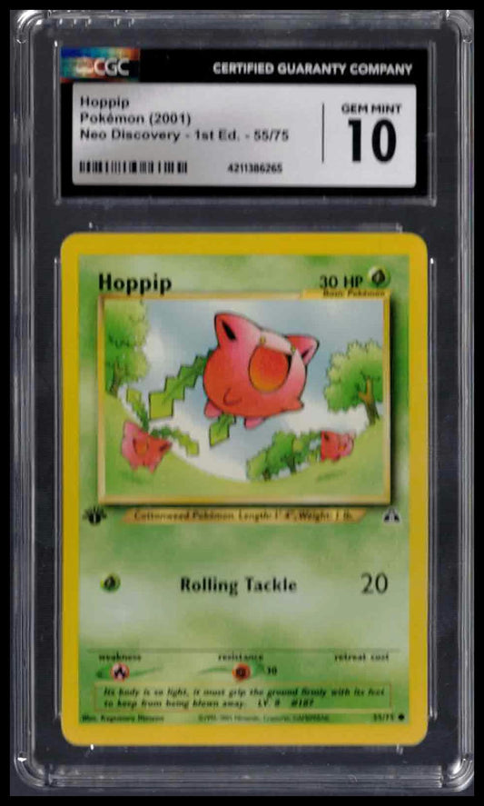 CGC 10 - Hoppip - 2001 Pokemon - Neo Discovery 1st Edition - #55