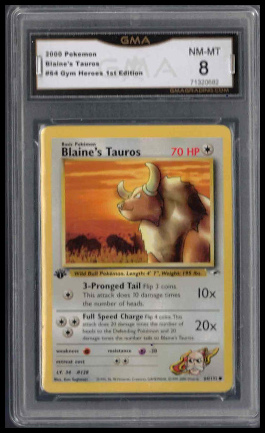 GMA 8 - 2000 POKEMON BLAINE'S TAUROS #64 GYM HEROES 1ST EDITION