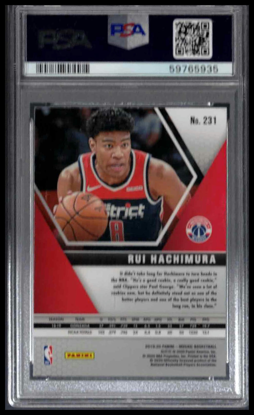 PSA 9 - 2019 PANINI MOSAIC #231 RUI HACHIMURA