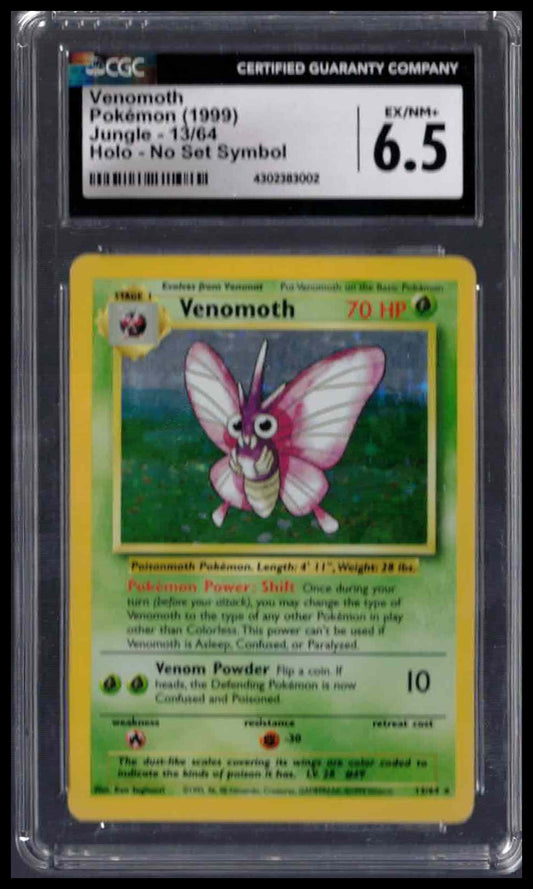 CGC 6.5 - Venomoth (Holo, No Set Symbol) - 1999 Pokemon - Jungle - #13
