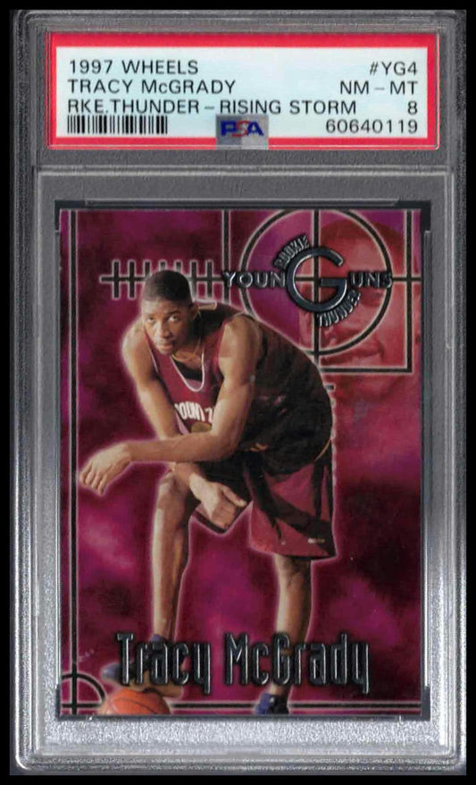PSA 8 - 1997 WHEELS ROOKIE THUNDER #YG4 TRACY McGRADY RKE.THUNDER-RISING STORM