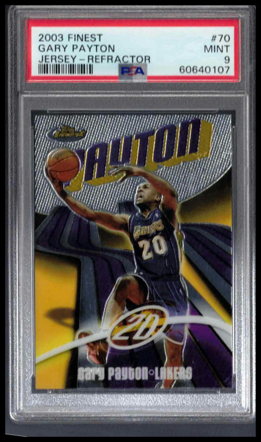PSA 9 - 2003 FINEST #70 GARY PAYTON JERSEY-REFRACTOR