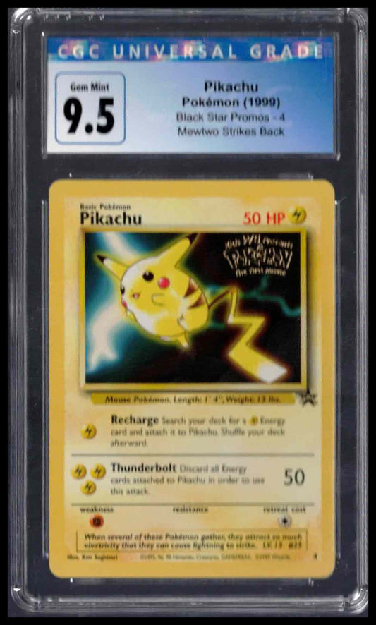 CGC 9.5 - Pikachu (Mewtwo Strikes Back) - 1999 Pokemon - Black Star Promos - #4