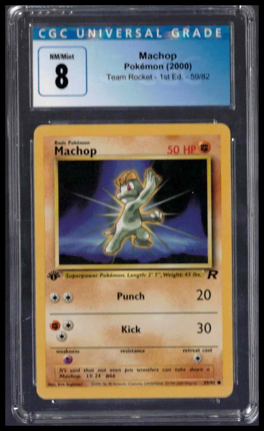 CGC 8 - Machop - 2000 Pokemon - Team Rocket 1st Edition - #59