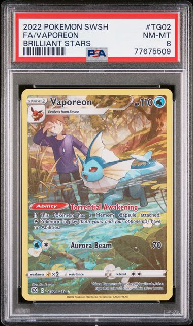 PSA 8 - 2022 POKEMON SWORD & SHIELD BRILLIANT STARS #TG02 FA/VAPOREON BRILLIANT STARS