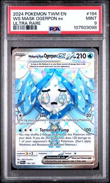 PSA 9 - 2024 POKEMON TWM EN-TWILIGHT MASQUERADE #194 WS MASK OGERPON ex ULTRA RARE